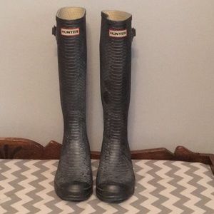 Authentic Gray snakeskin Hunter boots